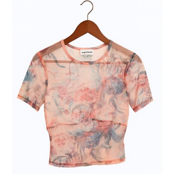 Superdown Simona Sheer Top in floral multi color NWOT Size Small - Picture 2 of 3